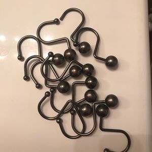 12 Brushed Shower Curtain Rings/Hooks